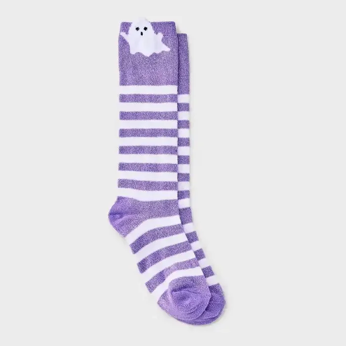 Kids‘ Sparkle Ghost and Striped Halloween Knee High Socks – Cat & Jack™ L