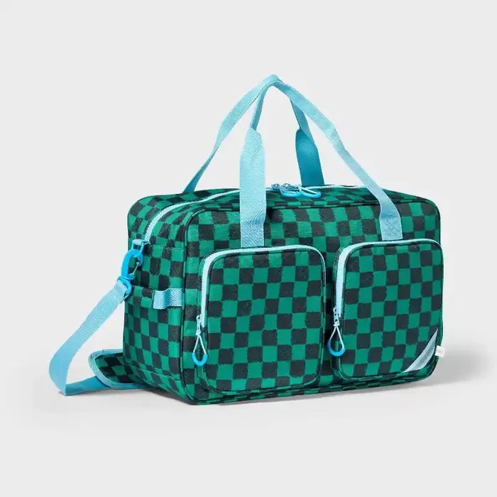 Kids‘ Weekender Duffel Bag Green Checkered – Cat & Jack™️