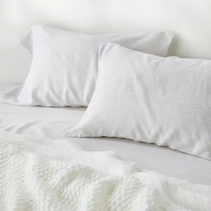 King 100% Linen Pillowcases Dark Gray Micro Striped – Casaluna™