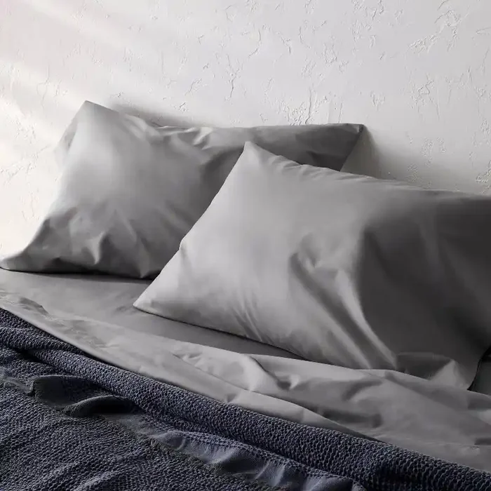 King 400 Thread Count Percale Pillowcases Dark Gray – Casaluna™