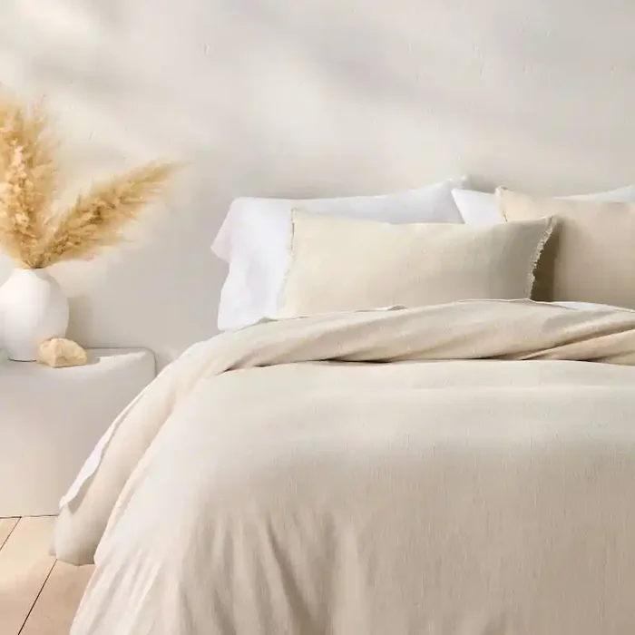 King Heavyweight Linen Blend Duvet Cover & Sham Set Natural – Casaluna™ OEKO-TEX Certified, Zipper Closure