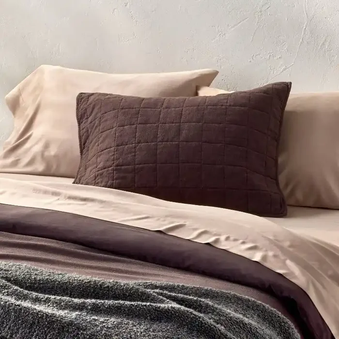 King Heavyweight Linen Blend Quilt Sham Dark Fig – Casaluna™