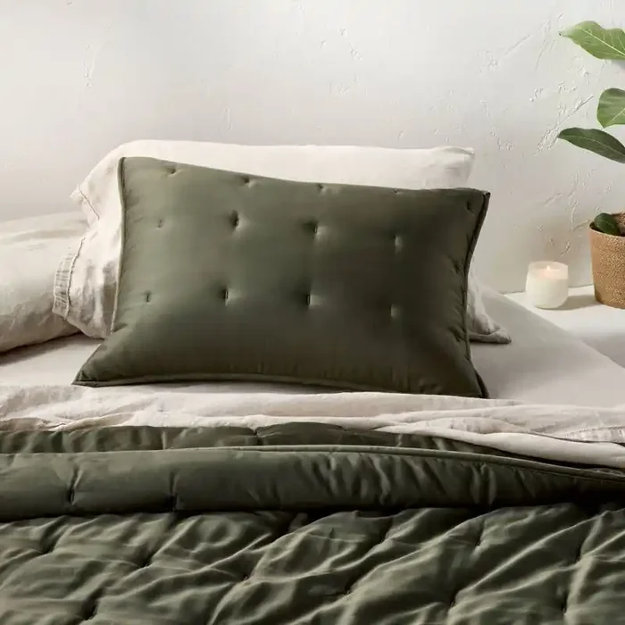 King Rayon from Bamboo Quilt Pillow Sham Dark Olive Green – Casaluna™