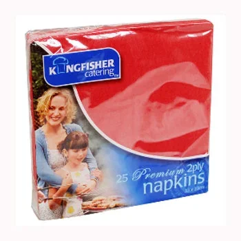 Kingfisher Red Napkins 33x33cm 25 Pack