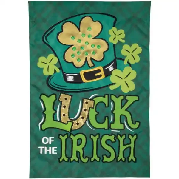 LUCKY IRISH HAT DBL GARDEN FLAG