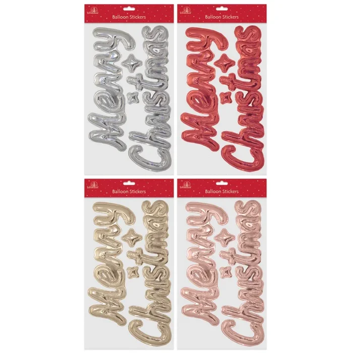 Merry Christmas Stickers Balloon Style – Case of 12