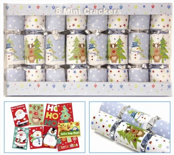 Mini Christmas Crackers Snowman or Rudolf 8 pack