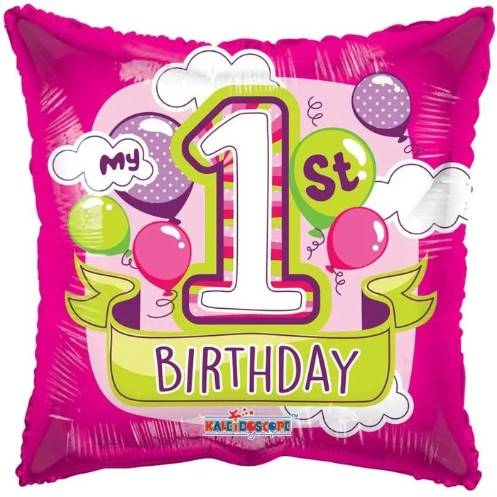 “My 1st Birthday” Design Pink Balloon 18” – Case of 10