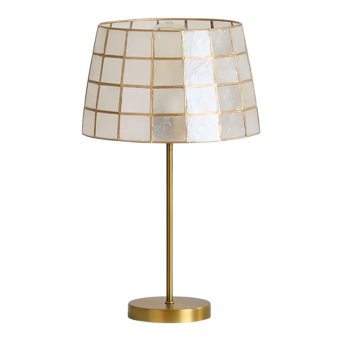 Natural Capiz and Golden Brass Table Lamp