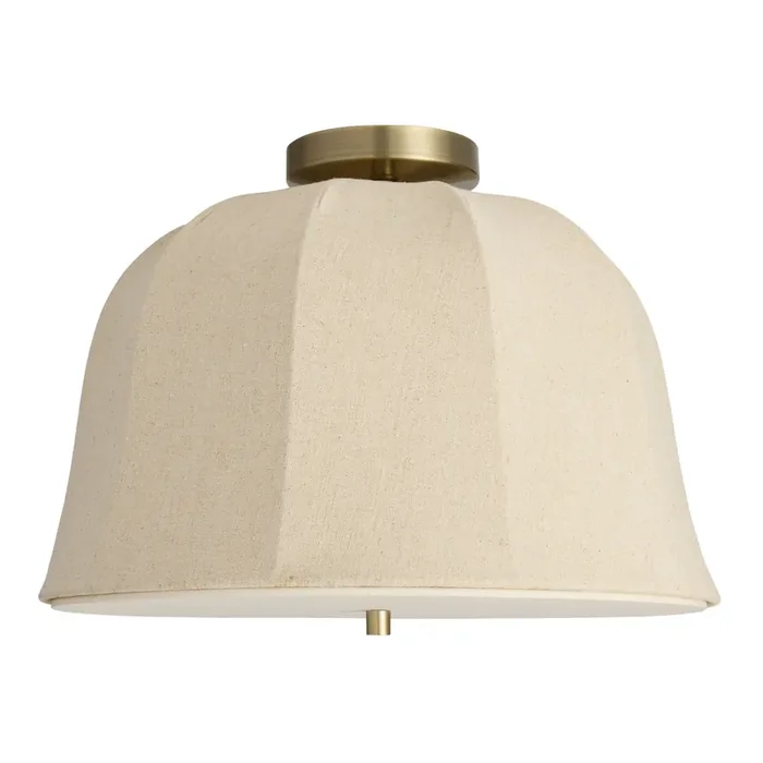 Natural Jute and Linen Bell Semi Flush Mount Ceiling Light