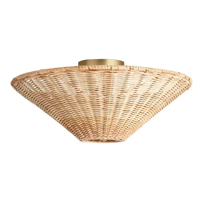 Natural Rattan Parasol Flush Mount Ceiling Light