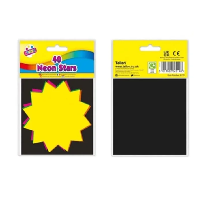 Neon Flash Cards Stars 40 Pack