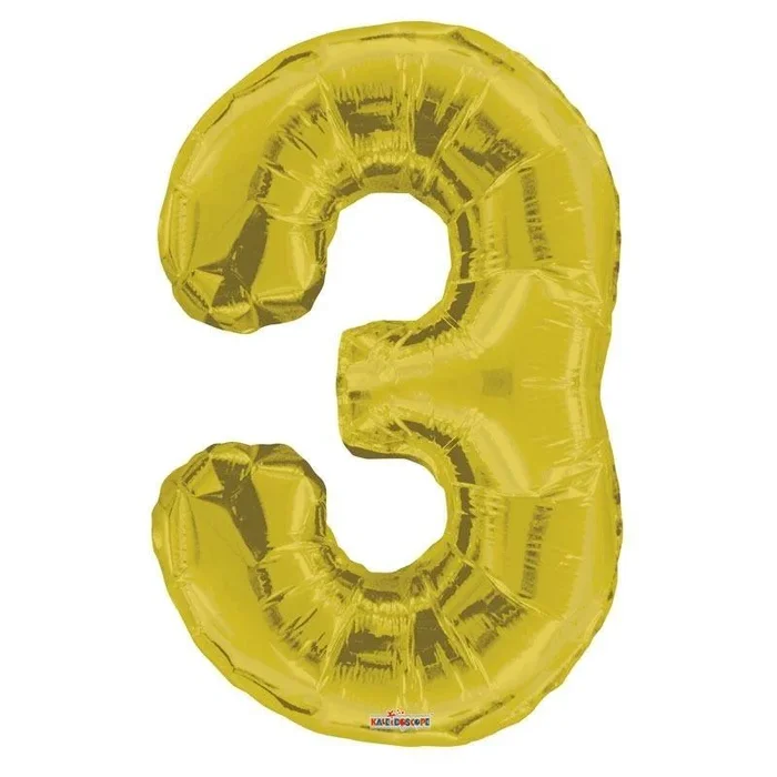 Number 3 Foil Balloon 34″ Gold