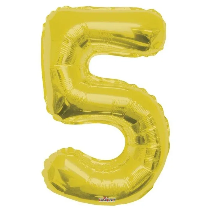 Number 5 Foil Balloon 34″ Gold