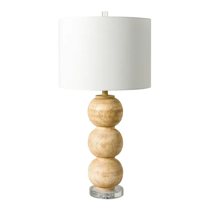Olney Faux Wood Stacked Sphere Table Lamp