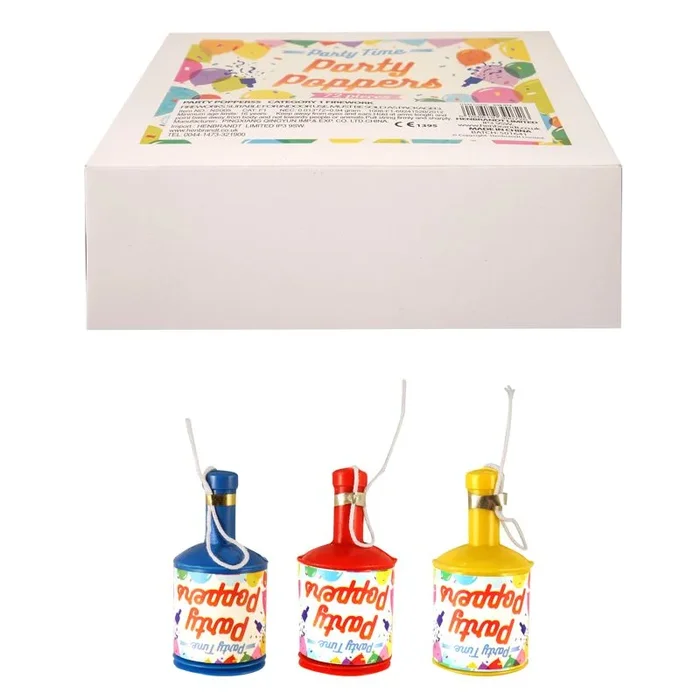 Party Poppers Mix Colour 72 Pack