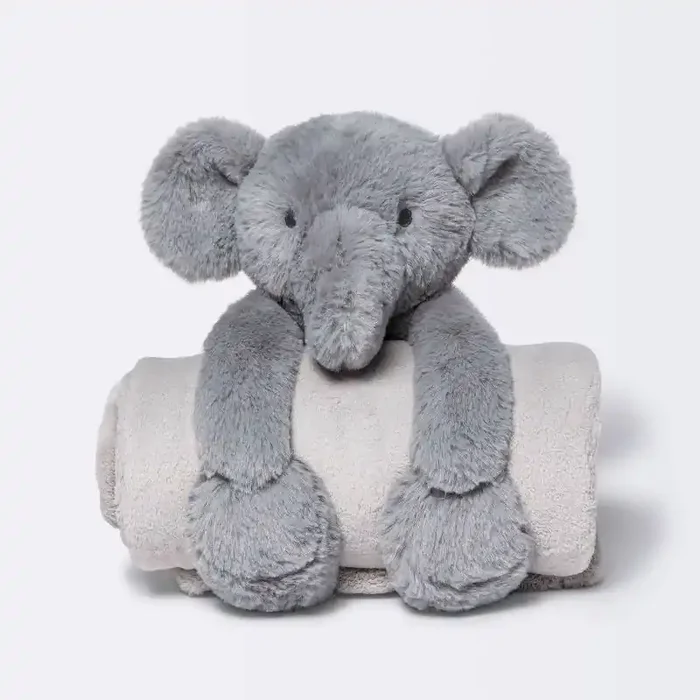 Plush Blanket with Soft Toy – Cloud Island™ Gray Elephant