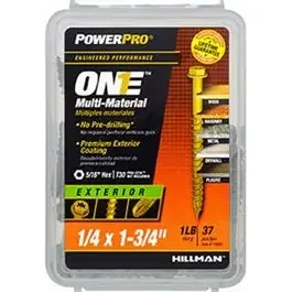 Power Pro One Exterior Screws, Hex, Bronze Epoxy Coated, 1/4 x 3/4-In., 56-Pk.