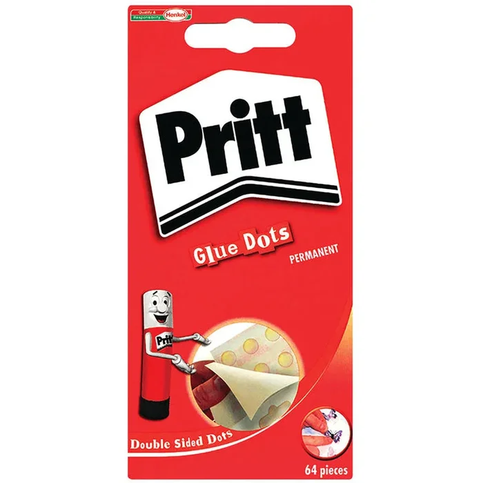 Pritt Double Sided Glue Dots Permanent 64 Pack Wallet