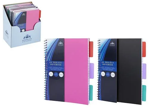 Project Notebook Spiral Bound With Three Dividers – Case of 12