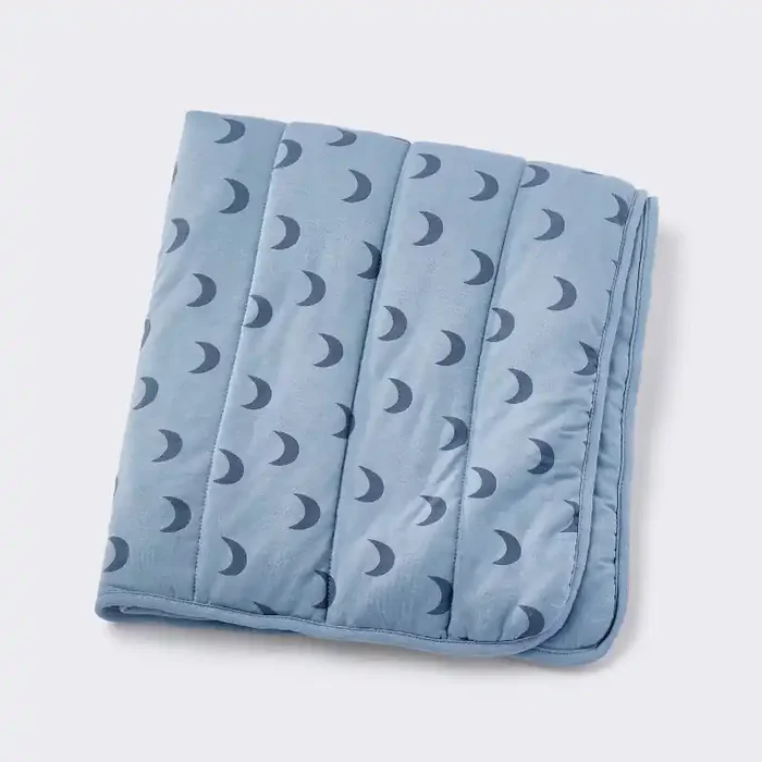 Rayon from Bamboo Jersey Quilted Blanket – Moons – Blue – Cloud Island™