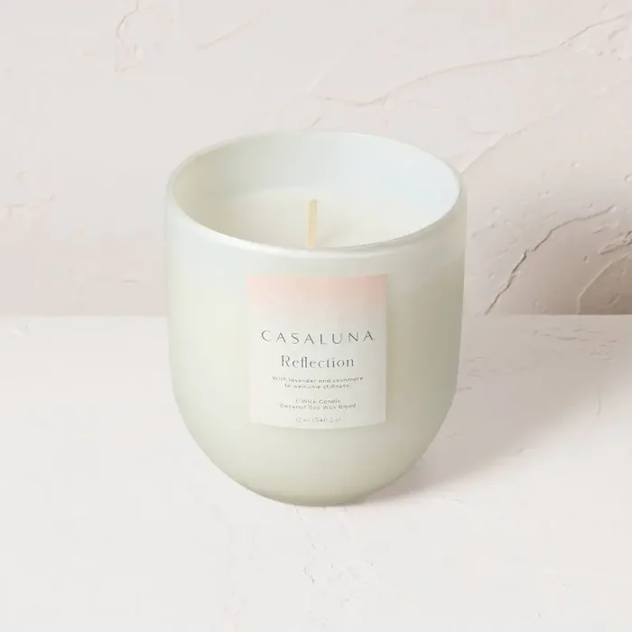 Reflection Core Frosted Glass Wellness Jar Candle 12oz – Casaluna™ Soy & Coconut Wax, Lavender Aroma