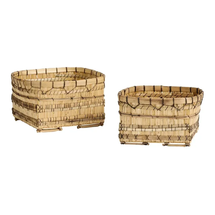 Reign Square Black and Natural Bamboo Basket