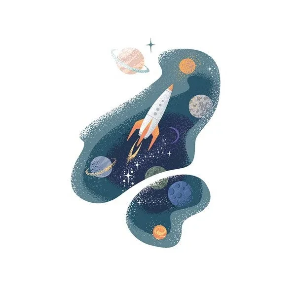 Rocket in Space Card