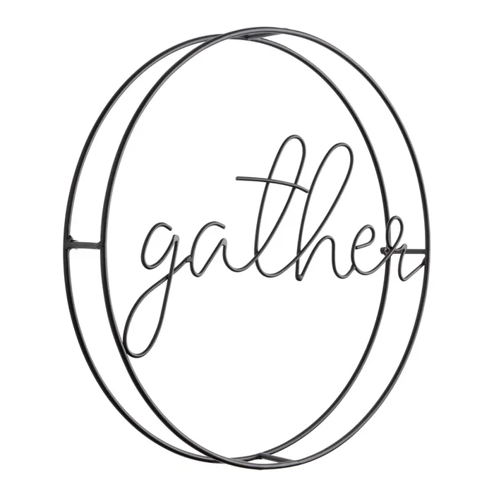 Round Black Metal Gather Sign Decor