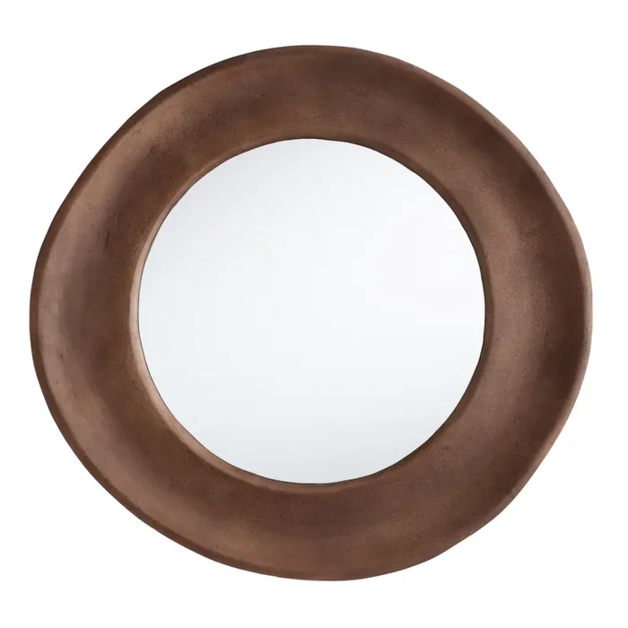 Round Cognac Brown Ecomix Organic Wall Mirror