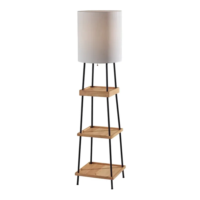 Rowland Floor Lamp With Shelves, USB and Charging Pad