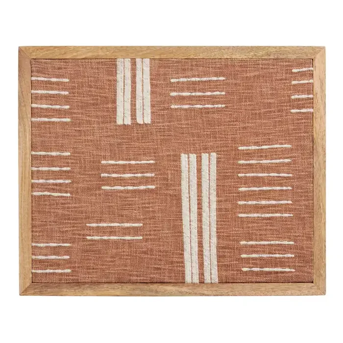 Rust And Ivory Line Woven Textile Framed Wall Decor