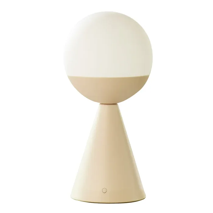 Sandy Taupe and White Glass Globe LED Portable Touch Lamp