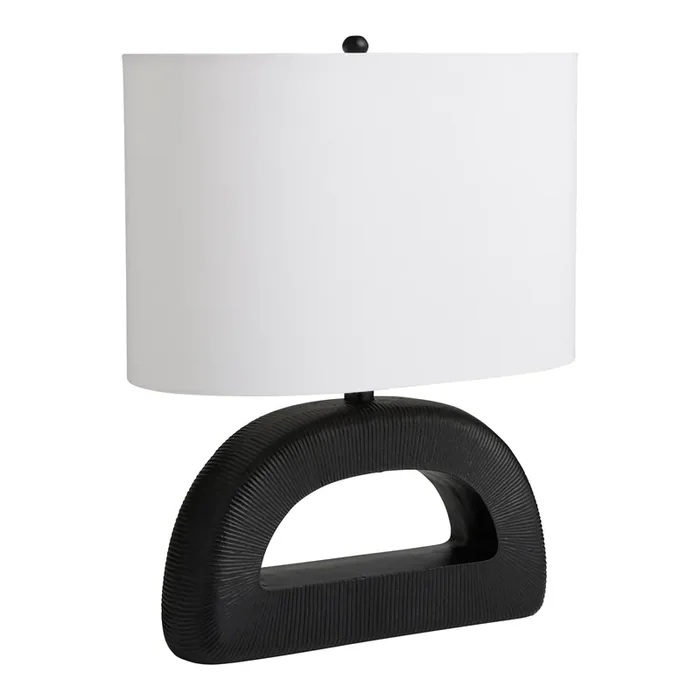 Shelby Black Metal Textured Open Arch Table Lamp