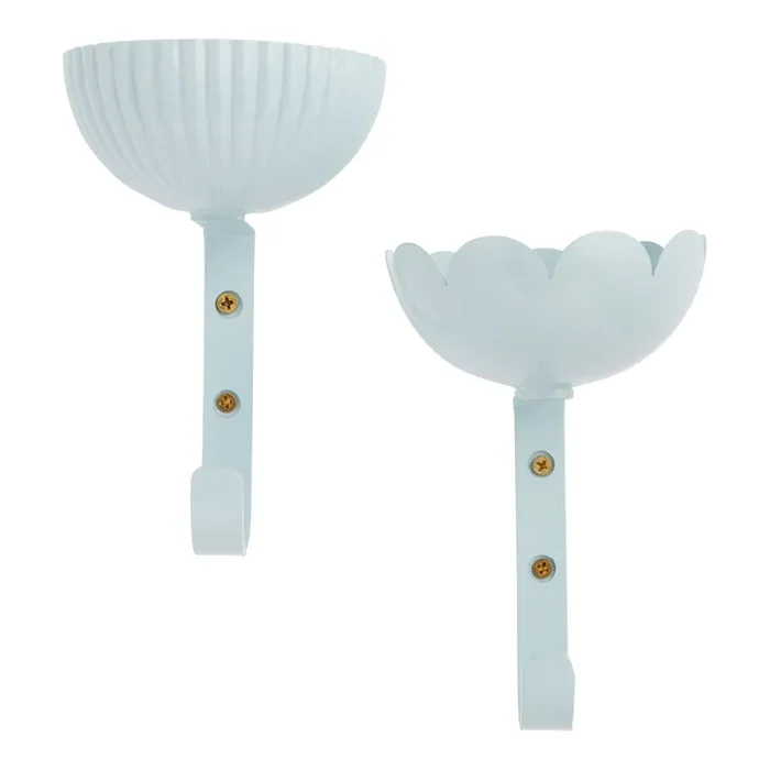 Sky Blue Metal Wall Hook With Trinket Dish