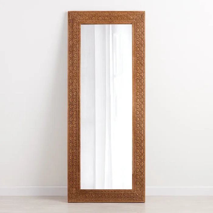 Sofia Floral Carved Wood Leaning Full Length Mirror
