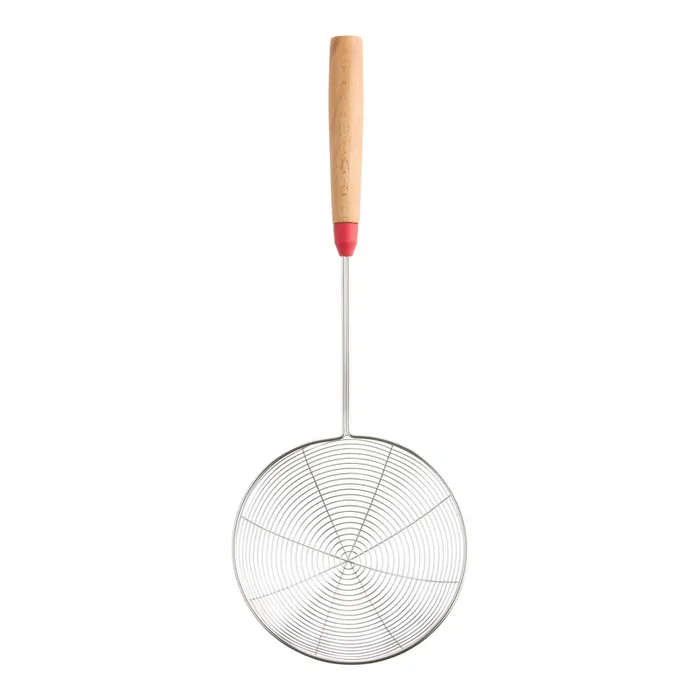Stainless Steel Mesh and Wood Spider Strainer