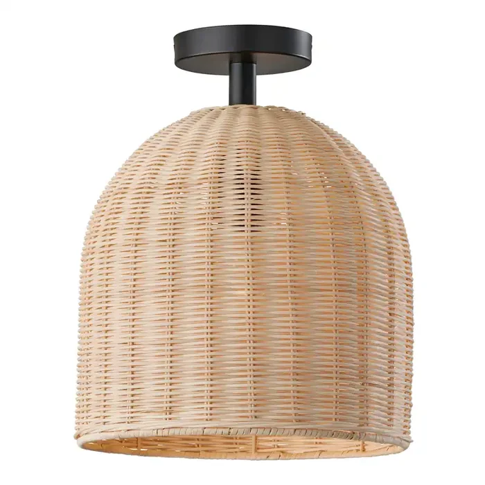 Starla Natural Rattan Basket Semi Flush Mount Ceiling Light