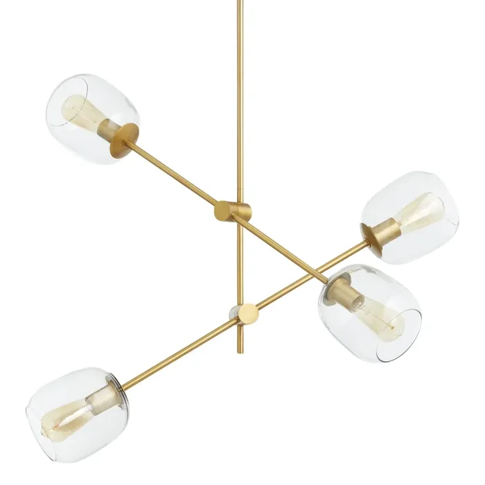 Stella Antique Brass And Glass 4 Light Chandelier