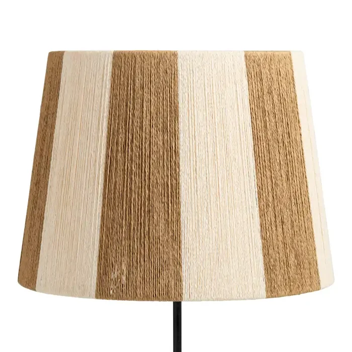 Tan and Bleached Jute Stripe Tapered Drum Table Lamp Shade