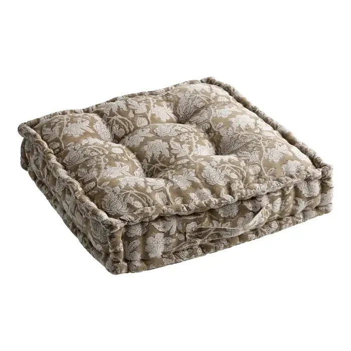 Taupe Block Print Floor Cushion
