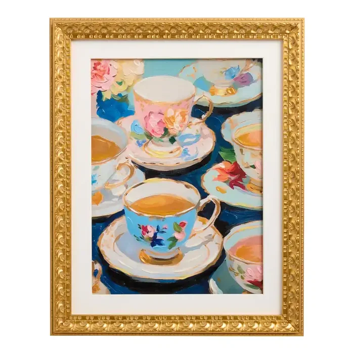 Tea Party Vintage Framed Canvas Wall Art