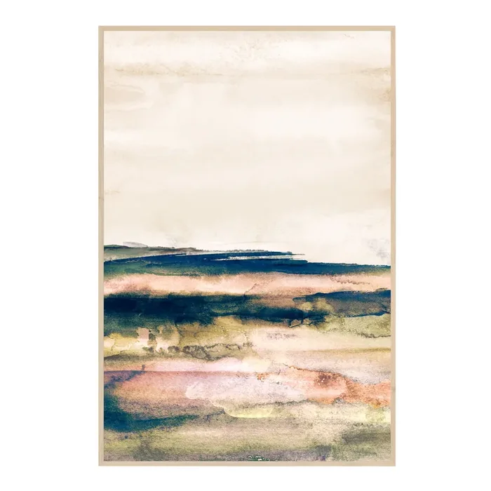 Terra Strata II Abstract Watercolor Framed Canvas Wall Art