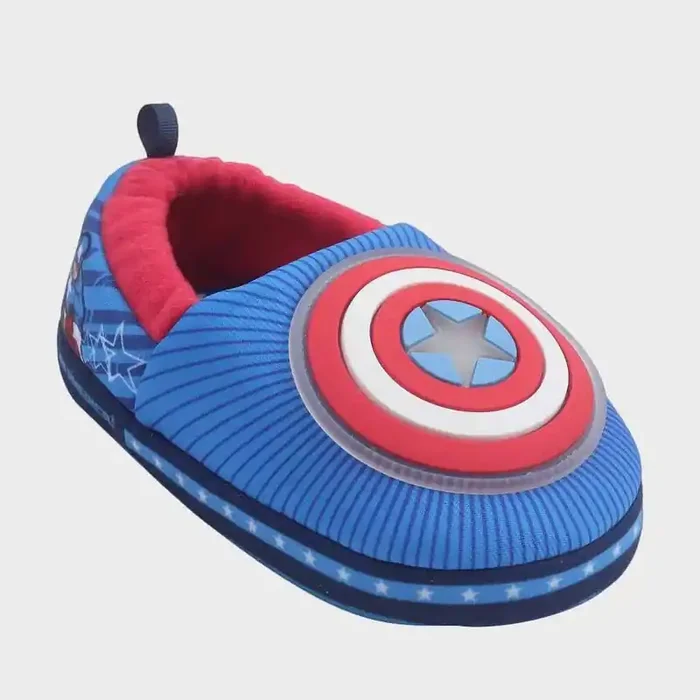 Toddler Boys‘ Disney Captain America Slide Slippers – Blue 11T-12T Light Up, Breathable, Closed Toe