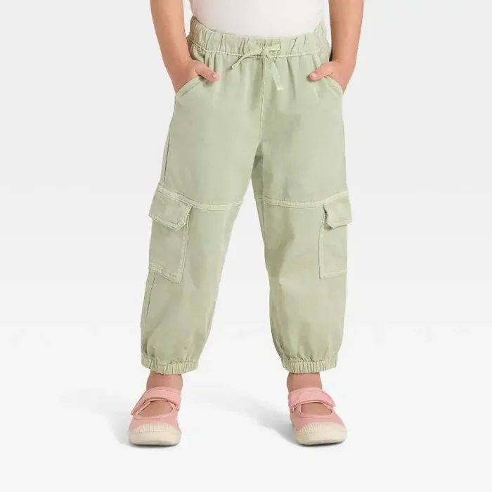 Toddler Girls‘ Cargo Jogger Pants – Cat & Jack™ Light Olive 3T