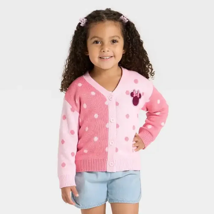 Toddler Girls‘ Disney Minnie Mouse Cardigan Sweater – Pink 3T