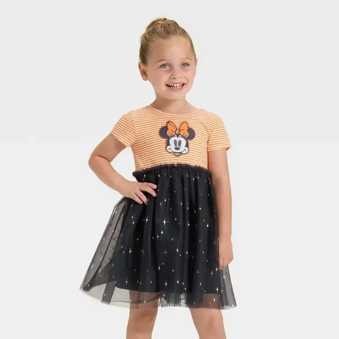 Toddler Girls‘ Disney Minnie Mouse Halloween Tulle Dress – Orange 3T