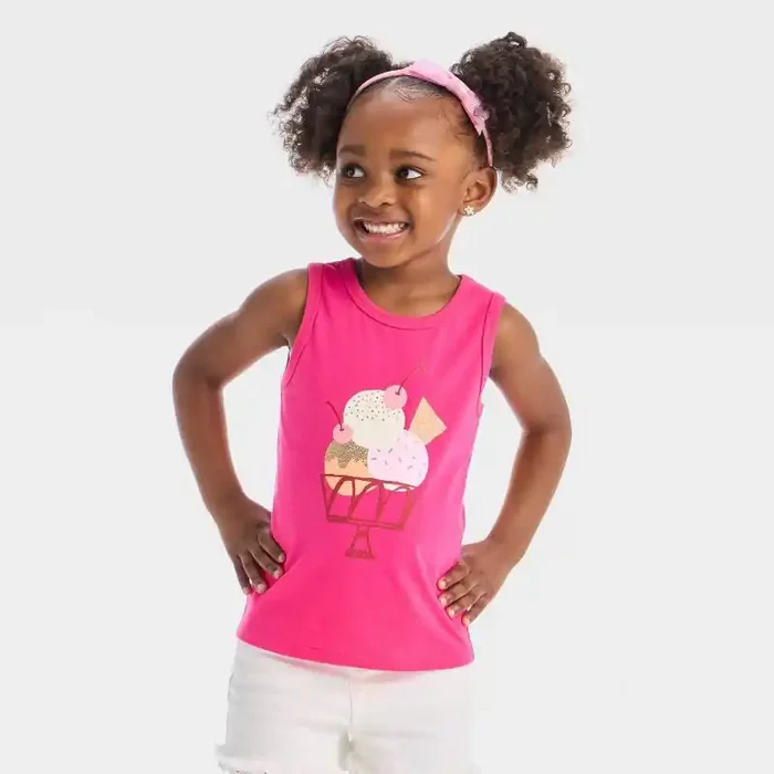 Toddler Girls‘ ‘Ice Cream Parfait‘ Graphic Tank Top -Shirt – Cat & Jack™ Pink 18M