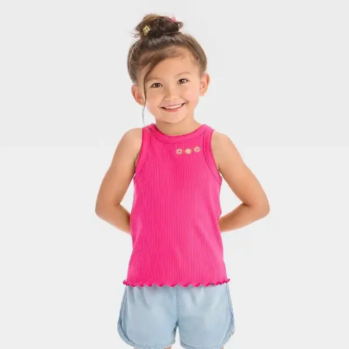Toddler Girls‘ Sun Ribbed T-Shirt – Cat & Jack™ Pink 2T