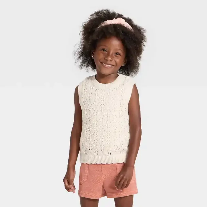 Toddler Girls‘ Sweater Vest – Cat & Jack™ Beige 18M